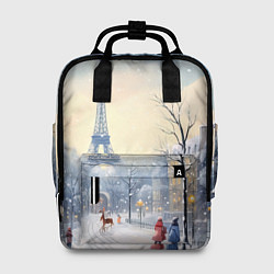 Рюкзак женский Новогодний Париж, цвет: 3D-принт