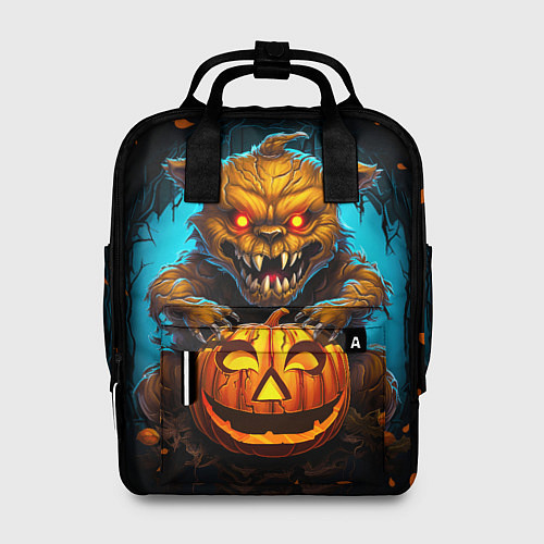 Женский рюкзак Halloween - страшный медведь с тыквой / 3D-принт – фото 1
