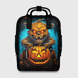 Рюкзак женский Halloween - страшный медведь с тыквой, цвет: 3D-принт