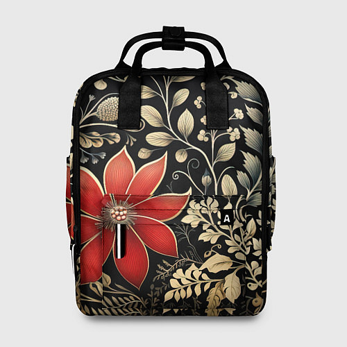 Женский рюкзак Новогодние цветы и листья / 3D-принт – фото 1