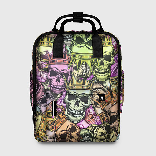 Женский рюкзак Разноцветные черепа с короной паттерн / 3D-принт – фото 1