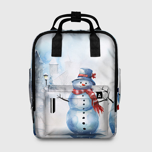 Женский рюкзак Новогодний день со снеговиком / 3D-принт – фото 1
