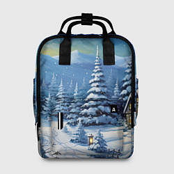 Рюкзак женский Новогодние елки в снегу, цвет: 3D-принт
