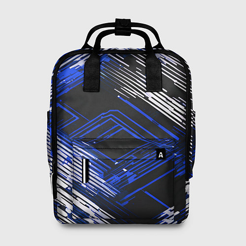 Женский рюкзак Киберпанк линии белые и синие / 3D-принт – фото 1