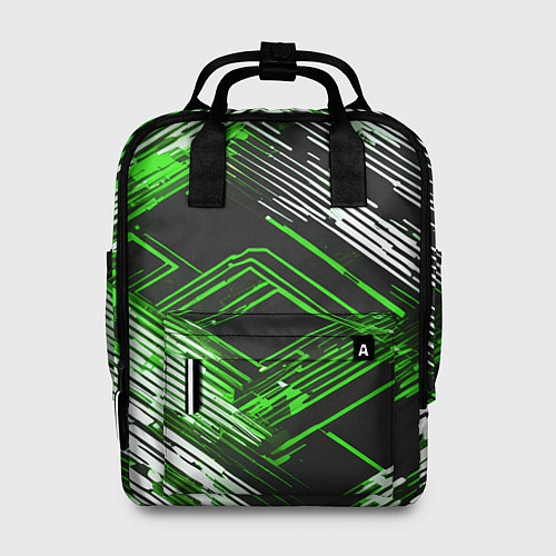 Женский рюкзак Киберпанк линии белые и зелёные / 3D-принт – фото 1