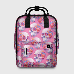 Женский рюкзак Черепа на розовом в стиле квиллинга