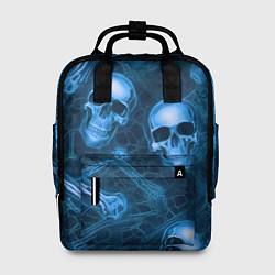Рюкзак женский Синие черепа и кости, цвет: 3D-принт