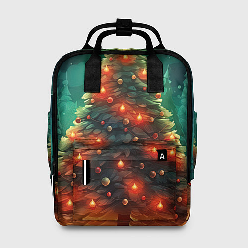 Женский рюкзак Новогодняя сияющая елка / 3D-принт – фото 1