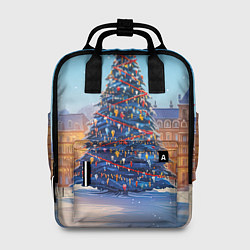 Рюкзак женский Новогодняя площадь с елкой, цвет: 3D-принт
