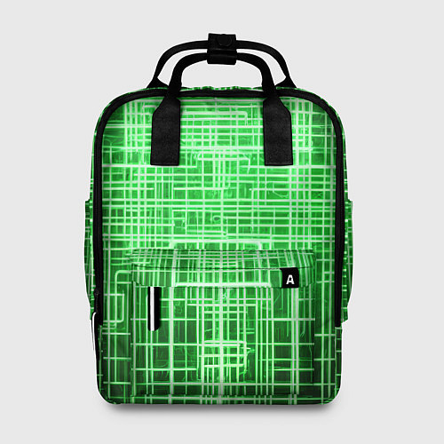 Женский рюкзак Зелёные неоновые полосы киберпанк / 3D-принт – фото 1