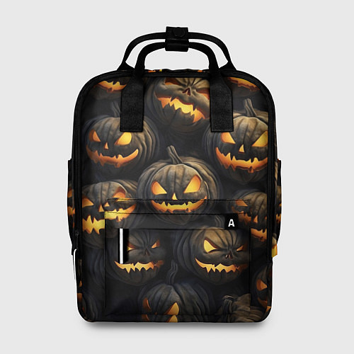 Женский рюкзак Зловещие хэллоуинские тыквы / 3D-принт – фото 1