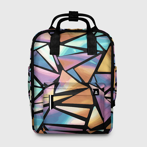 Женский рюкзак Радужные треугольники - кристаллы голографические / 3D-принт – фото 1