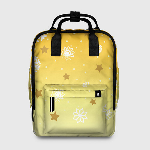 Женский рюкзак Снежинки и звезды на желтом / 3D-принт – фото 1