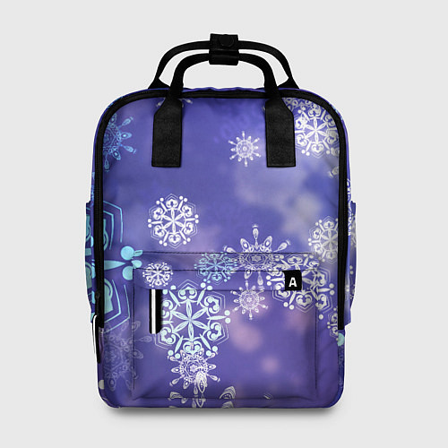 Женский рюкзак Крупные снежинки на фиолетовом / 3D-принт – фото 1
