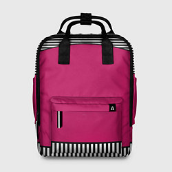 Рюкзак женский Узор из красного и черно-белых полос, цвет: 3D-принт