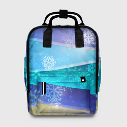 Рюкзак женский Абстрактный синий волнистый фон со снежинками, цвет: 3D-принт