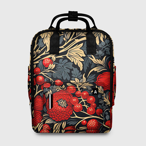 Женский рюкзак Новогодние ягодки и узоры / 3D-принт – фото 1