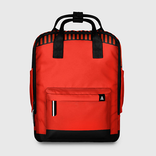 Женский рюкзак Оранжево черный комбинированный узор в полоску / 3D-принт – фото 1