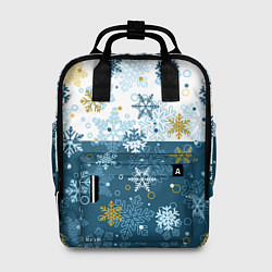 Рюкзак женский Снежинки новогодние, цвет: 3D-принт