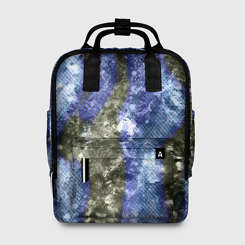 Женский рюкзак Абстракция - гранж синие полосы на сером / 3D-принт – фото 1