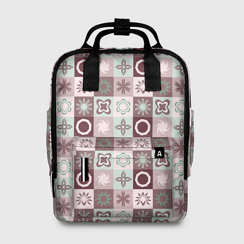 Женский рюкзак Узор в клетку с абстрактными фигурами / 3D-принт – фото 1