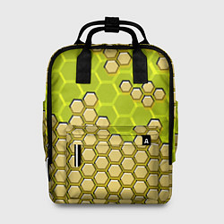 Рюкзак женский Жёлтая энерго-броня из шестиугольников, цвет: 3D-принт