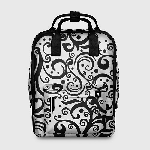 Женский рюкзак Чёрный кружевной узор / 3D-принт – фото 1