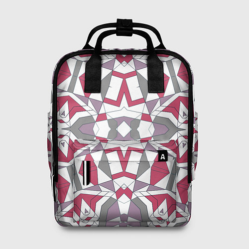 Женский рюкзак Геометрический узор красно серый / 3D-принт – фото 1