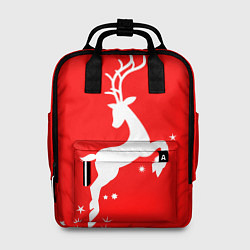 Рюкзак женский Рождественский олень Red and white, цвет: 3D-принт