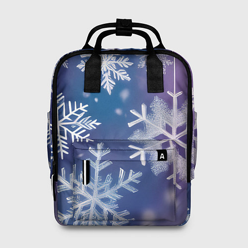 Женский рюкзак Снежинки на фиолетово-синем фоне / 3D-принт – фото 1