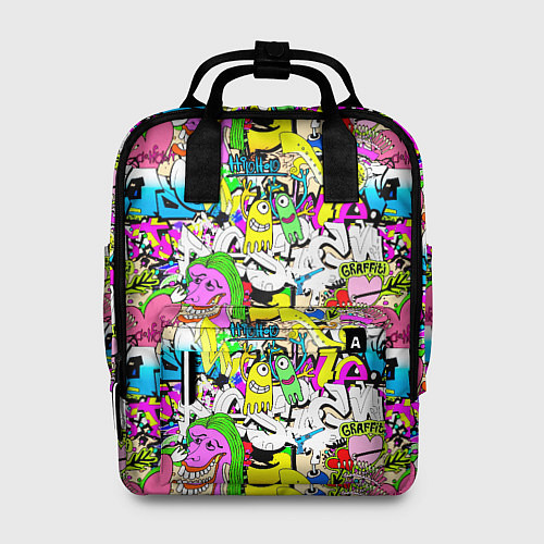 Женский рюкзак Цветное граффити / 3D-принт – фото 1