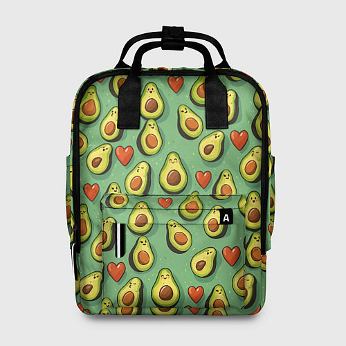 Женский рюкзак Авокадо и сердечки / 3D-принт – фото 1