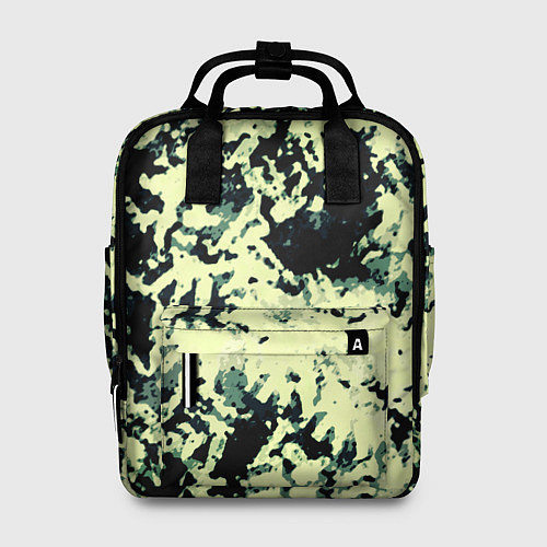 Женский рюкзак Абстракция чёрный и бледно-зелёный / 3D-принт – фото 1