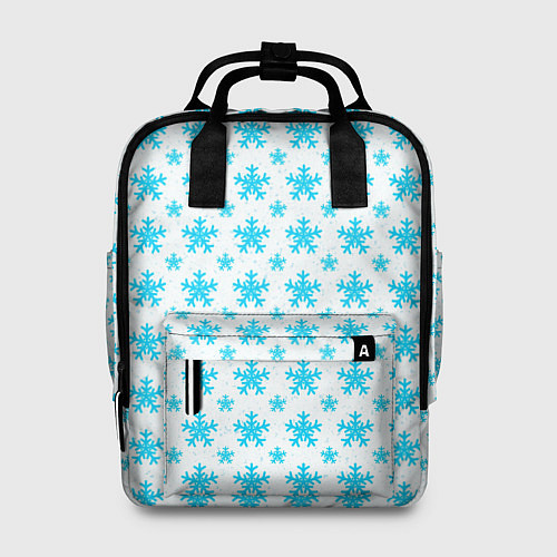 Женский рюкзак Паттерн снежинки бело-голубой / 3D-принт – фото 1