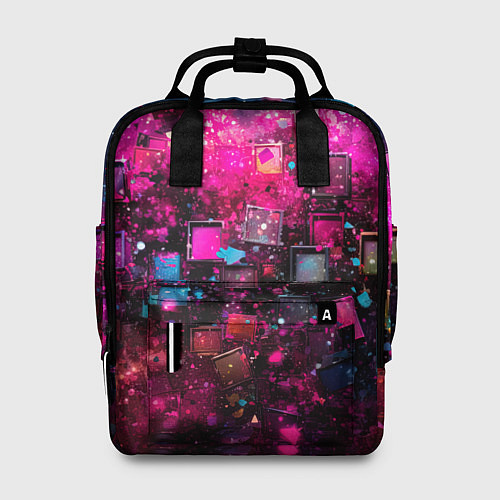 Женский рюкзак Летящие абстрактные кубики / 3D-принт – фото 1