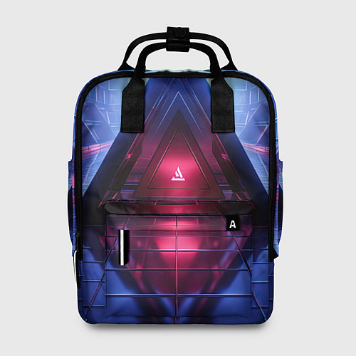 Женский рюкзак Фиолетовое свечение за треугольной абстракцией / 3D-принт – фото 1