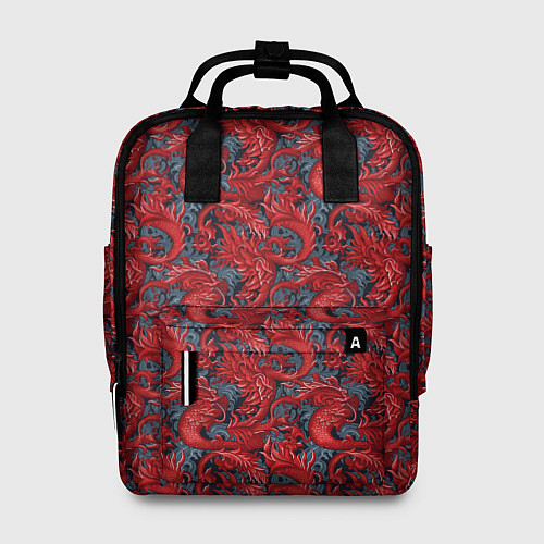 Женский рюкзак Красные драконы паттерн / 3D-принт – фото 1