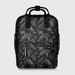 Рюкзак женский Черные драконы паттерн, цвет: 3D-принт