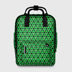 Рюкзак женский Зелёные и чёрные треугольники, цвет: 3D-принт