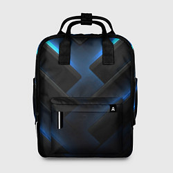 Рюкзак женский Черный абстрактный фон и синие неоновые вставки, цвет: 3D-принт