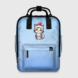 Рюкзак женский Милый котёнок праздничный в новогодней шапке, цвет: 3D-принт
