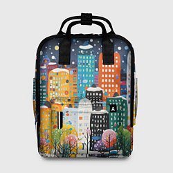 Рюкзак женский Новогодний ночной город, цвет: 3D-принт