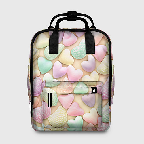 Женский рюкзак Сердечки розовые конфетки / 3D-принт – фото 1