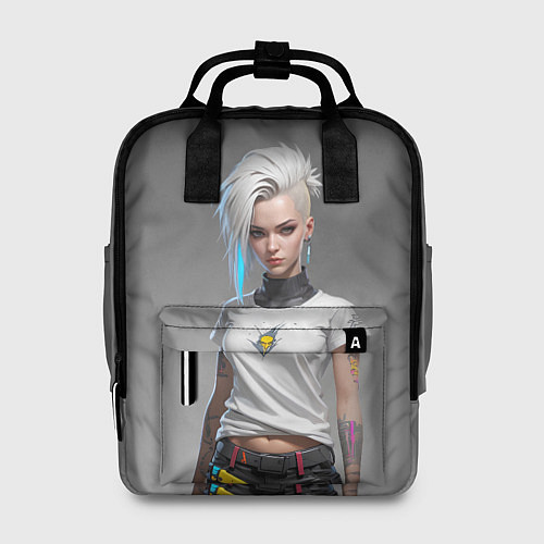 Женский рюкзак Блондинка в белой футболке Cyberpunk 2077 / 3D-принт – фото 1