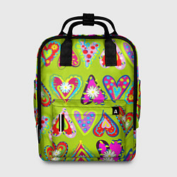 Рюкзак женский Разноцветные сердца в мексиканском стиле, цвет: 3D-принт