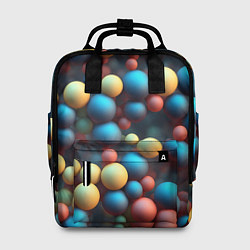 Рюкзак женский Разноцветные шарики молекул, цвет: 3D-принт