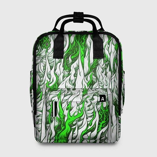 Женский рюкзак Белый и зелёный узор / 3D-принт – фото 1