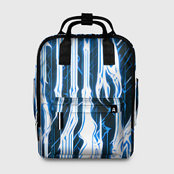 Рюкзак женский Синие неоновые полосы на чёрном фоне, цвет: 3D-принт