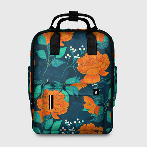 Женский рюкзак Паттерн с оранжевыми цветами / 3D-принт – фото 1
