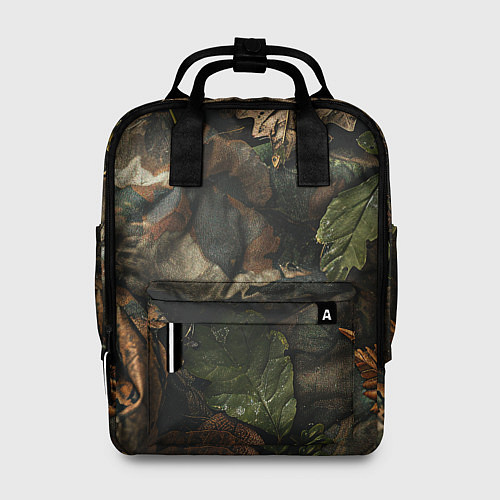 Женский рюкзак Реалистичный охотничий камуфляж из ткани и листьев / 3D-принт – фото 1